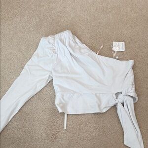 Free People White One-Shoulder Top